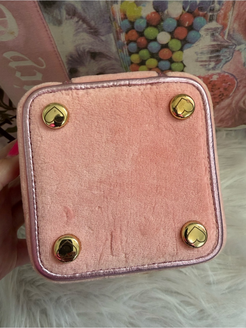 Rare Vintage 2007 Juicy Couture Pink Velour Micro Mini Case and Barrel Bag - Picture 6 of 16